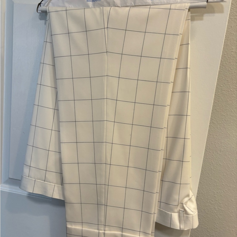 Men's Cream Checkered Blazer - Picture 2 of 4